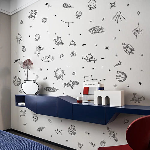 MS8069-NH 4Pcs / Set Kids Room Bedroom Wall Decorative Stickers Cartoon Universe Planet Wall Stickers (No EN71 Certification) - 1