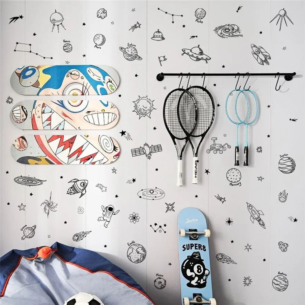 MS8069-NH 4Pcs / Set Kids Room Bedroom Wall Decorative Stickers Cartoon Universe Planet Wall Stickers (No EN71 Certification) - 3