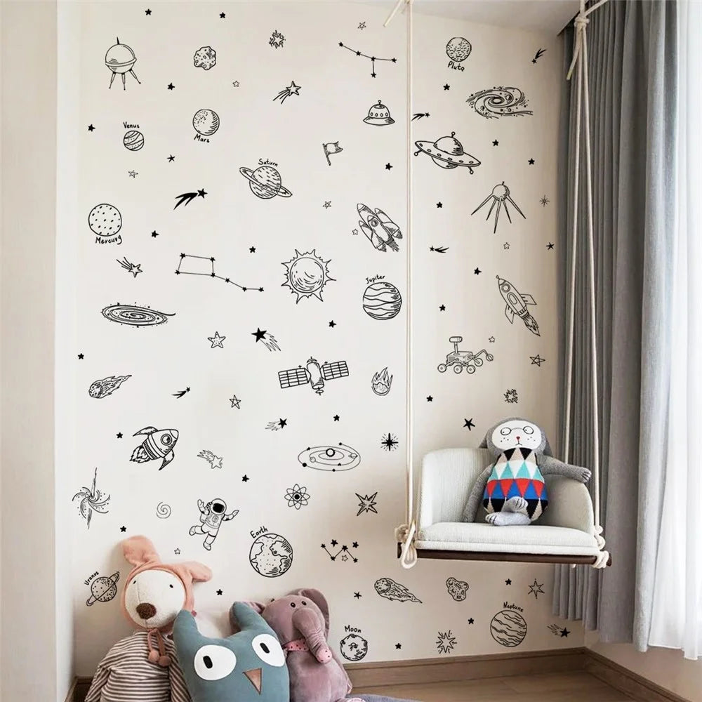 MS8069-NH 4Pcs / Set Kids Room Bedroom Wall Decorative Stickers Cartoon Universe Planet Wall Stickers (No EN71 Certification) - 4