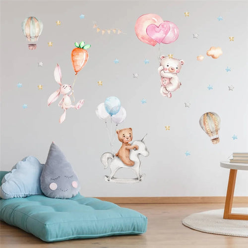 zsz1337-z 4Pcs / Set Cartoon Bear Wall Stickers Children Room Baby Bedroom Wall Decals Cute Decorative Stickers (No EN71 Certification) - 1