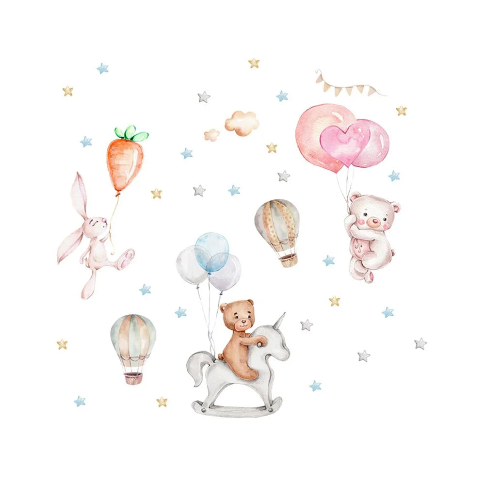 zsz1337-z 4Pcs / Set Cartoon Bear Wall Stickers Children Room Baby Bedroom Wall Decals Cute Decorative Stickers (No EN71 Certification) - 2