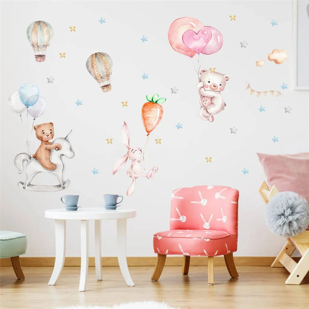 zsz1337-z 4Pcs / Set Cartoon Bear Wall Stickers Children Room Baby Bedroom Wall Decals Cute Decorative Stickers (No EN71 Certification) - 3