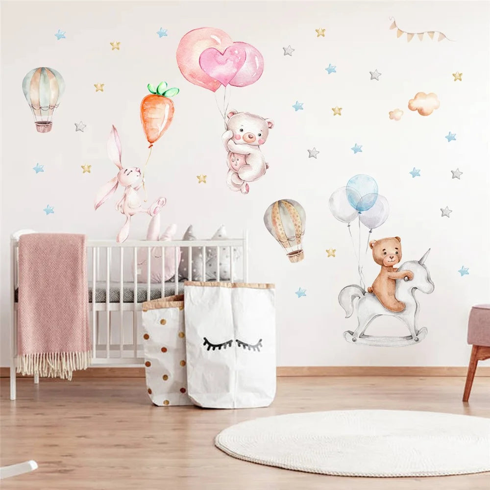 zsz1337-z 4Pcs / Set Cartoon Bear Wall Stickers Children Room Baby Bedroom Wall Decals Cute Decorative Stickers (No EN71 Certification) - 5