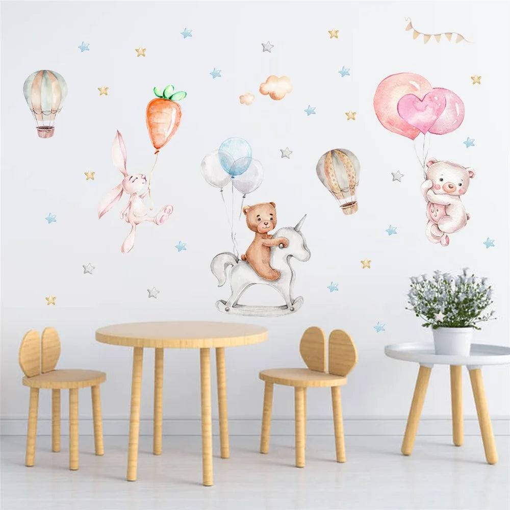 zsz1337-z 4Pcs / Set Cartoon Bear Wall Stickers Children Room Baby Bedroom Wall Decals Cute Decorative Stickers (No EN71 Certification) - 6