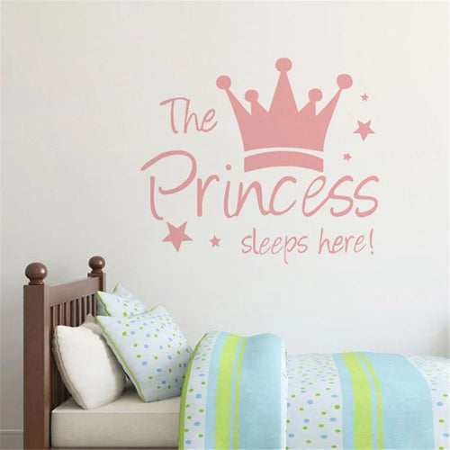YJ912 1 Set Princess Crown Wall Decals PVC Sticker Wall Decoration for Kids Bedroom (No EN71 Certification), 28x32cm - Pink - 1