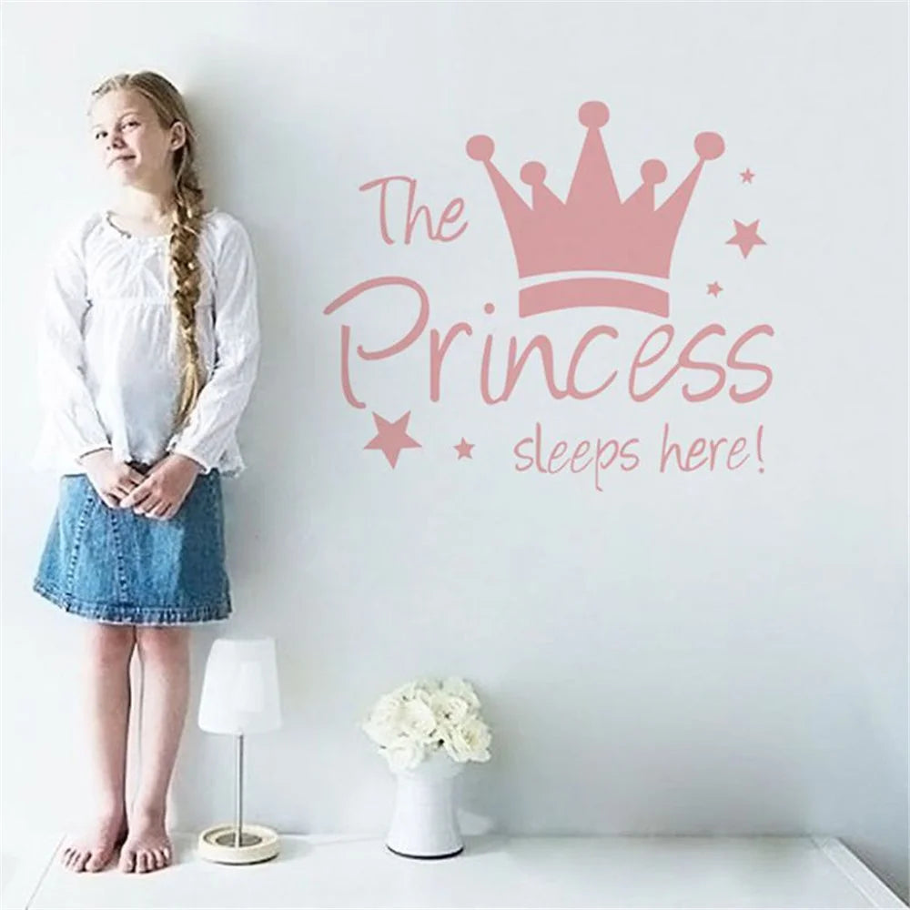 YJ912 1 Set Princess Crown Wall Decals PVC Sticker Wall Decoration for Kids Bedroom (No EN71 Certification), 28x32cm - Pink - 3