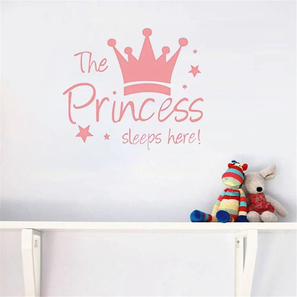 YJ912 1 Set Princess Crown Wall Decals PVC Sticker Wall Decoration for Kids Bedroom (No EN71 Certification), 28x32cm - Pink - 4