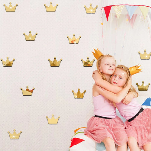 JM260 15Pcs / Set Girl's Room Decor Stickers Princess Little Crown Wall Stickers for Kid Nursery Room, Baby Room (No EN71 Certification) - Gold - 1