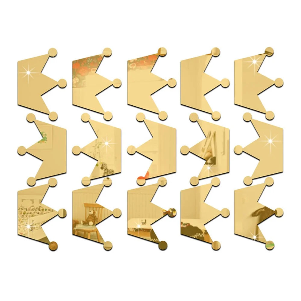JM260 15Pcs / Set Girl's Room Decor Stickers Princess Little Crown Wall Stickers for Kid Nursery Room, Baby Room (No EN71 Certification) - Gold - 2