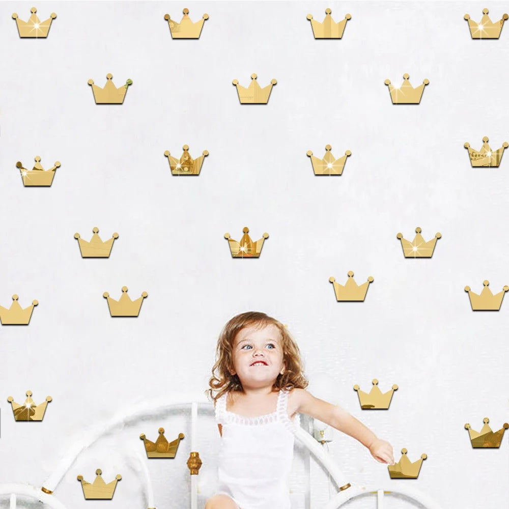 JM260 15Pcs / Set Girl's Room Decor Stickers Princess Little Crown Wall Stickers for Kid Nursery Room, Baby Room (No EN71 Certification) - Gold - 3