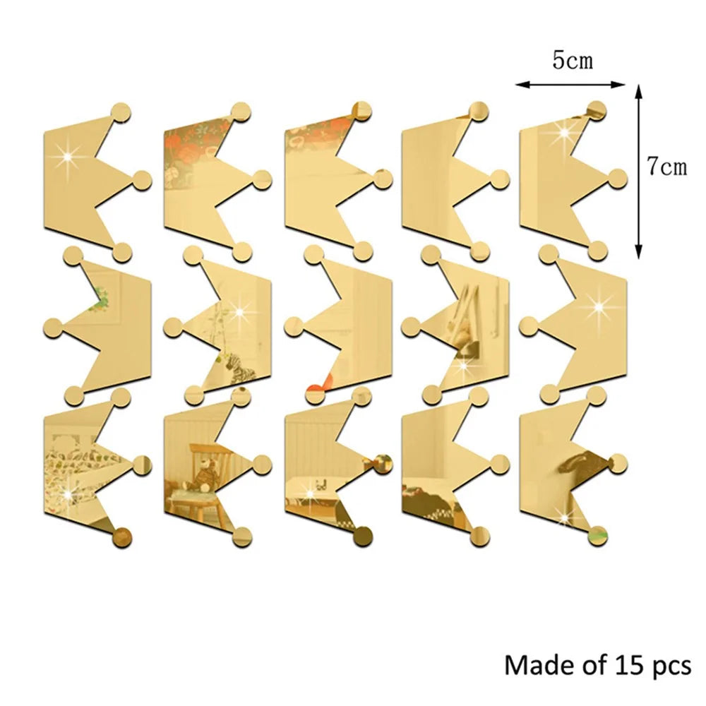 JM260 15Pcs / Set Girl's Room Decor Stickers Princess Little Crown Wall Stickers for Kid Nursery Room, Baby Room (No EN71 Certification) - Gold - 4