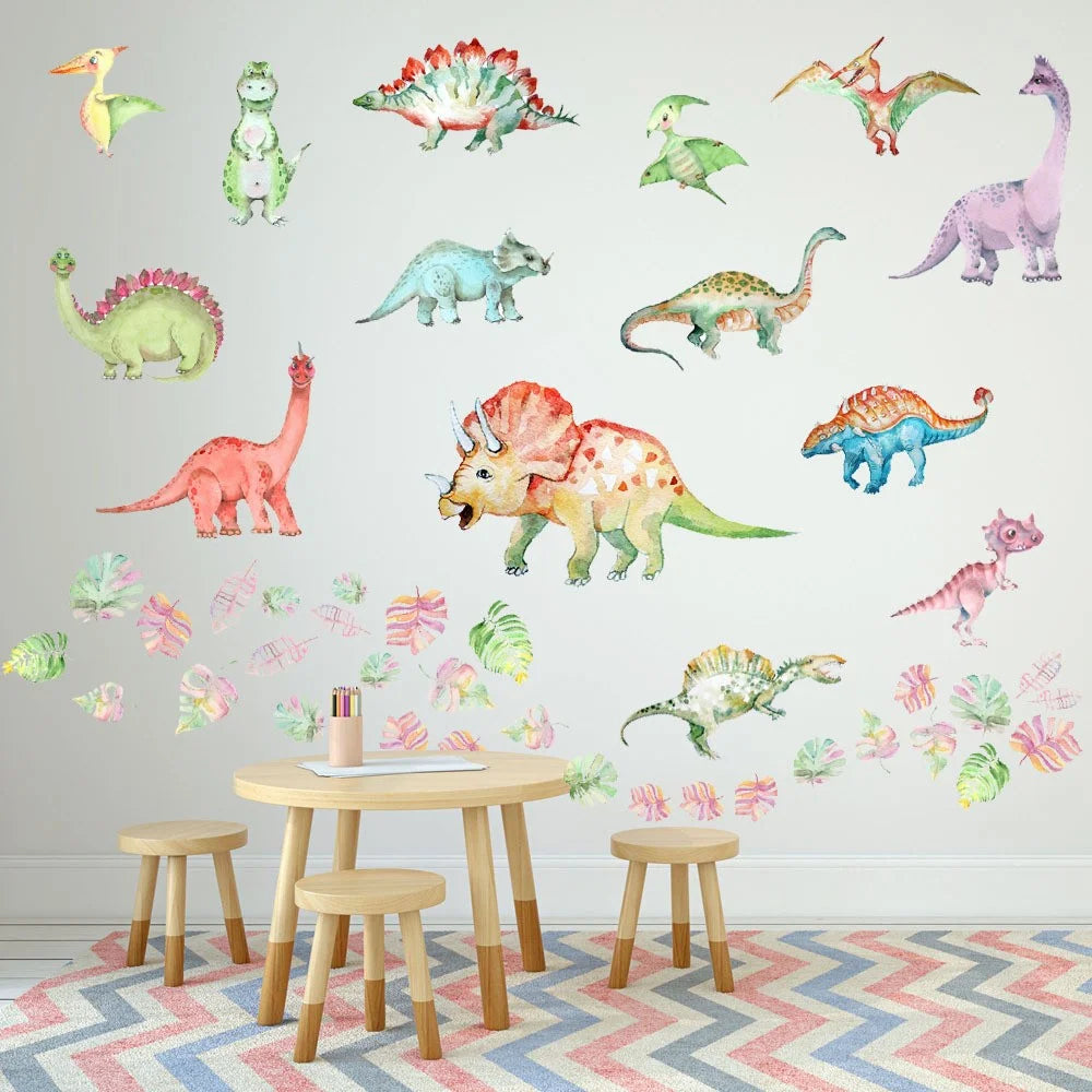 4Pcs / Set Cartoon Dinosaur Wall Decals Decors Plant Stickers DIY Wall Stickers Decorations for Kid's Bedroom (No EN71 Certification) - YG014 - 3