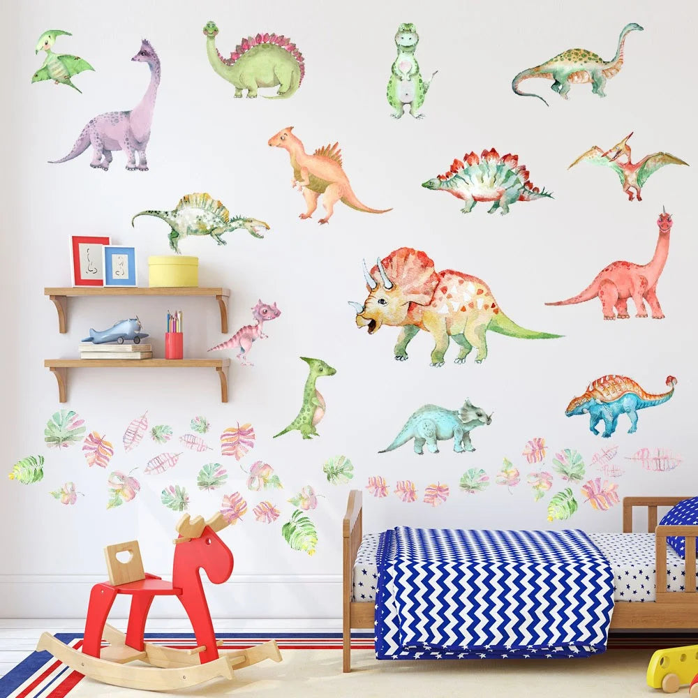 4Pcs / Set Cartoon Dinosaur Wall Decals Decors Plant Stickers DIY Wall Stickers Decorations for Kid's Bedroom (No EN71 Certification) - YG014 - 5