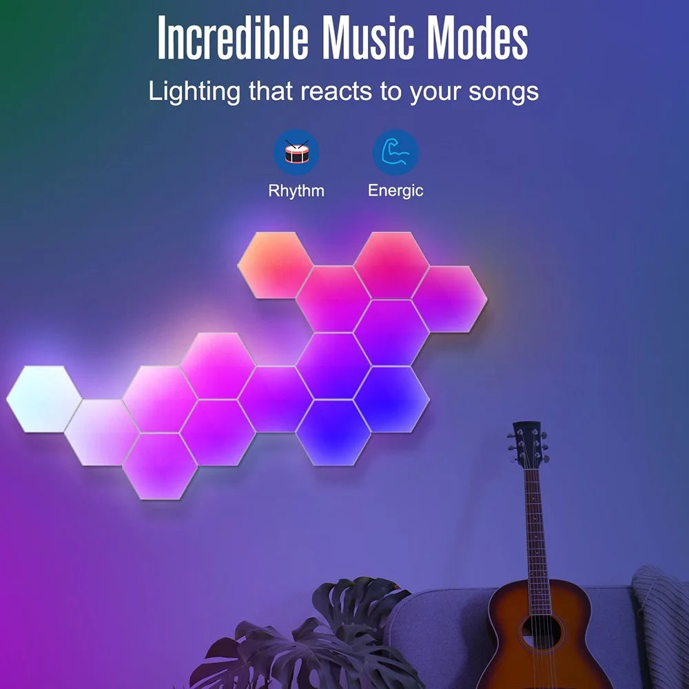 LIXINCORDA 10Pcs RGBIC LED Light DIY Hexagonal Honeycomb LED Wall Lamp with Smart APP Voice Control Game Room Decor (Tuya WiFi Version) - 5