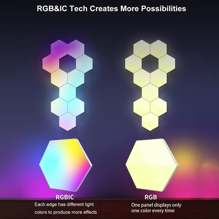 LIXINCORDA 10Pcs Smart LED Light Wall Panel Kit APP / Remote Control Honeycomb RGBIC Lamp (Bluetooth-compatible Version) - 7