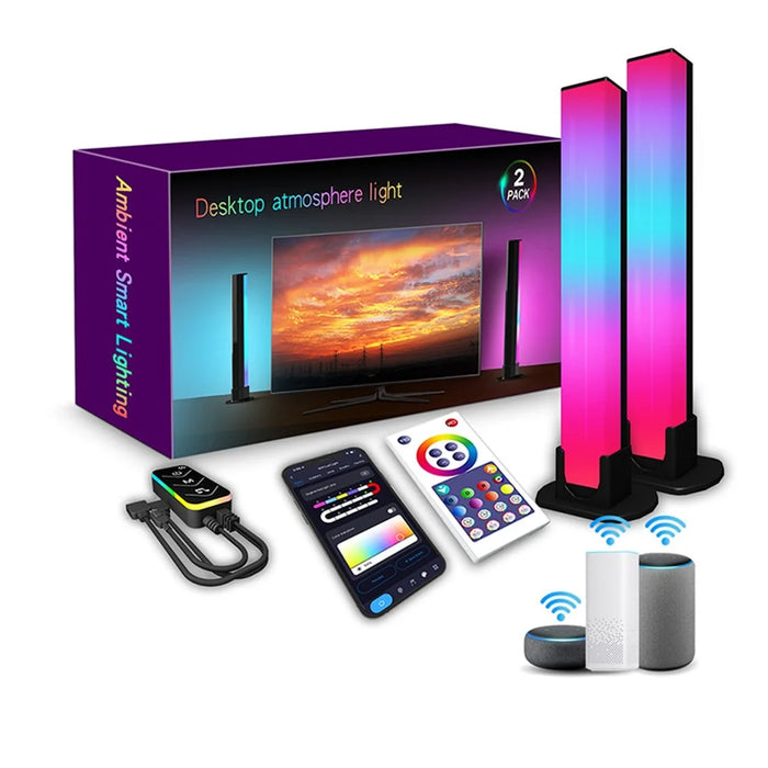 LIXINCORDA ZM-021 2Pcs Desktop Ambient Light RGB Light Stick Gaming Music Sensor Lamp (Tuya WiFi Version Alexa Google) - 1
