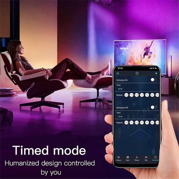 LIXINCORDA ZM-021 2Pcs Desktop Ambient Light RGB Light Stick Gaming Music Sensor Lamp (Tuya WiFi Version Alexa Google) - 6