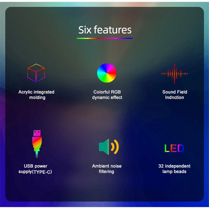 SAL006BS 2Pcs Creative Pick Up Rhythm Light Set Smart RGBIC Light Stick Gaming Ambient Light for Bedroom (Tuya WiFi) - 5