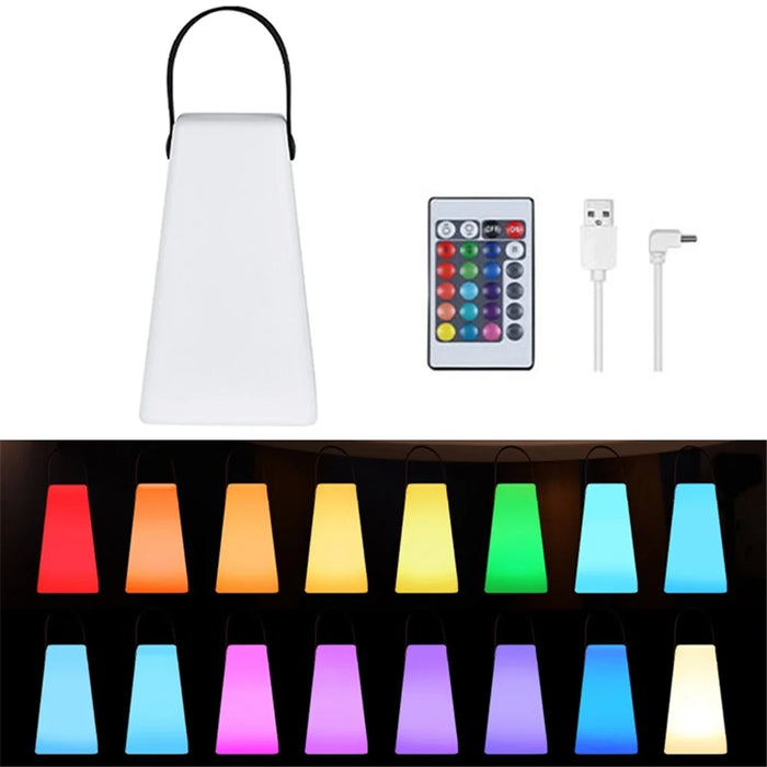 Trapezoid Portable Lantern Lamp 16 Colors Brightness Adjustable USB Rechargeable LED Light with Remote Controller - 1