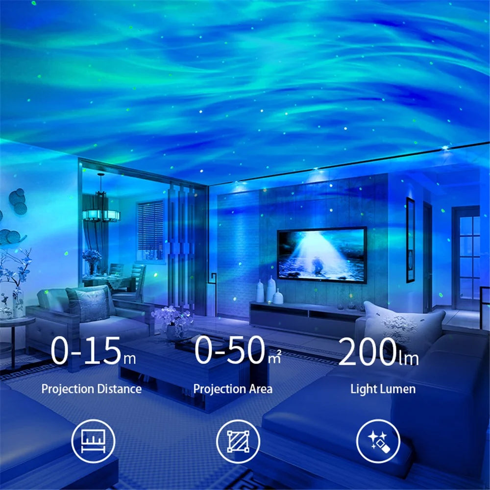 K-1106 Flying Saucer Laser Projection Lamp Aurora Galaxy Dual Effect Projector Light Battery Powered Indoor Ambient Light - 2
