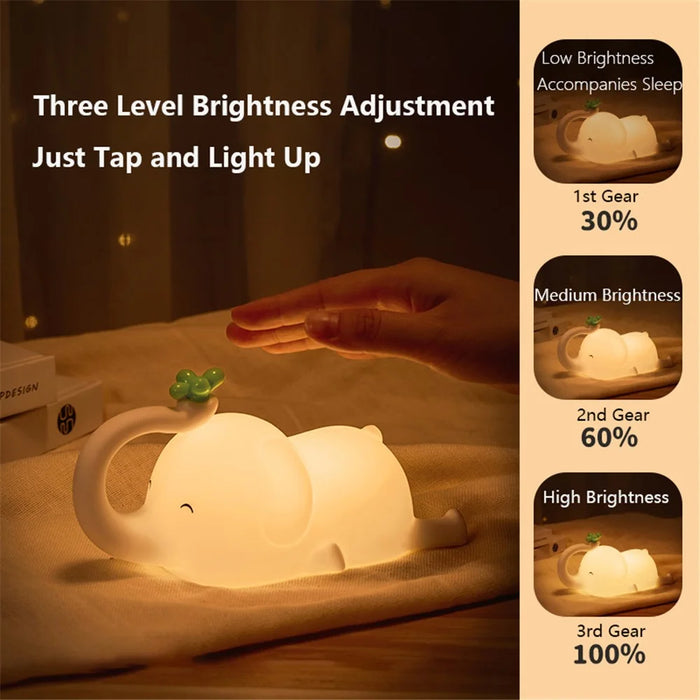 Elephant-Shaped Baby Bedside Touch Light Breastfeeding Night Light Desktop Lamp Decompression Toys with Phone Stand (with CE) - 5