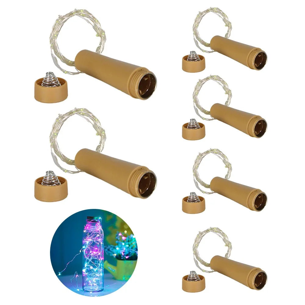 6Pcs / Set 1m 10-LED Wine Bottle Plug String Light Copper Wire LED Christmas Festival Lighting Decor - Multi-Color - 1