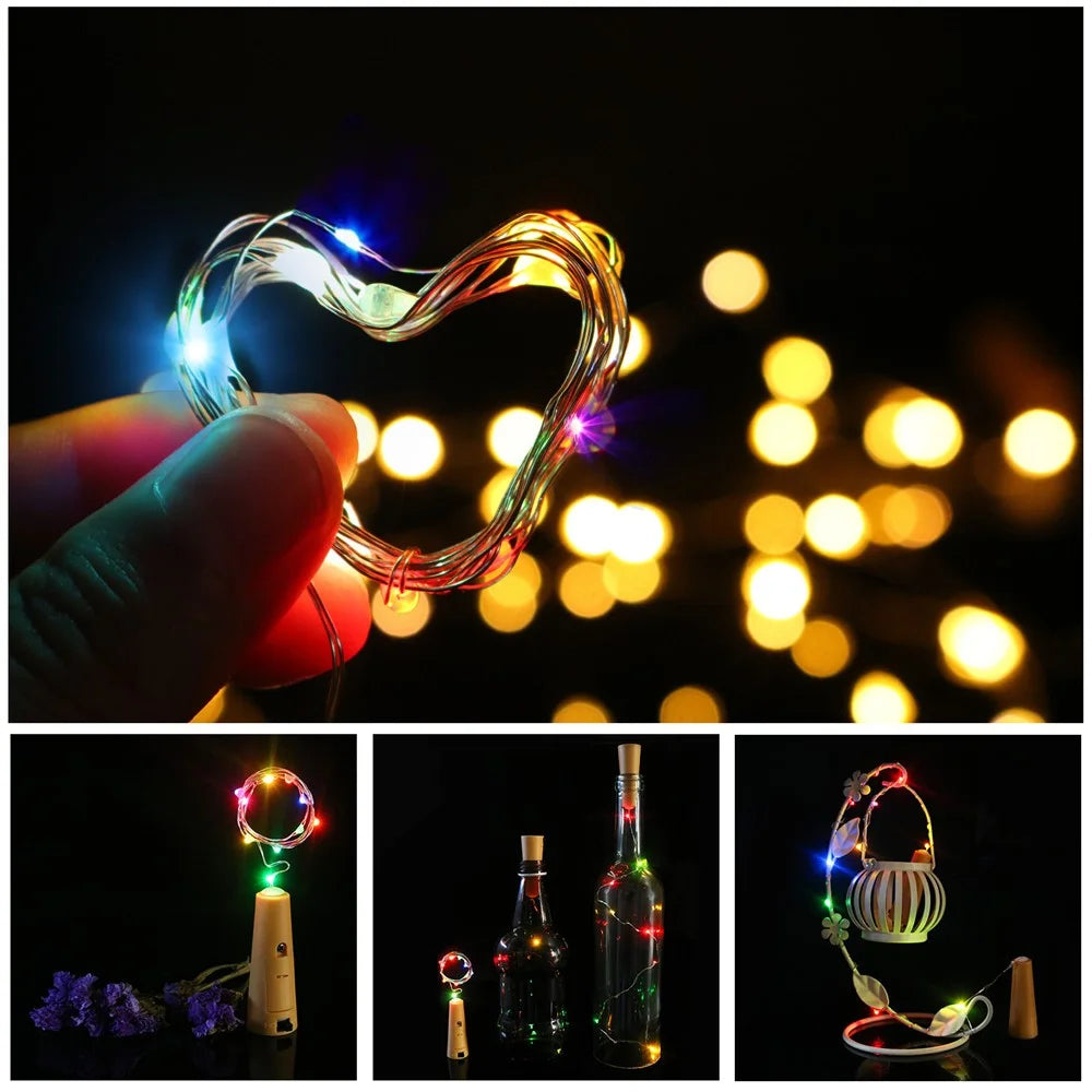 6Pcs / Set 1m 10-LED Wine Bottle Plug String Light Copper Wire LED Christmas Festival Lighting Decor - Multi-Color - 2