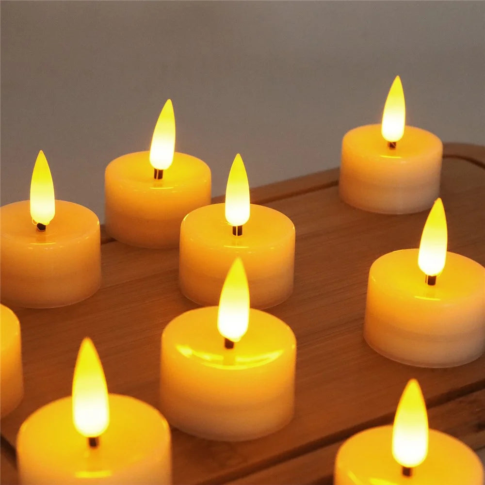 12Pcs / Set Small Flameless LED Light Battery Electronic Candles Tables Lamp for Pumpkins, Wedding Decorations, Christmas, Home Decor - Warm White Light - 2
