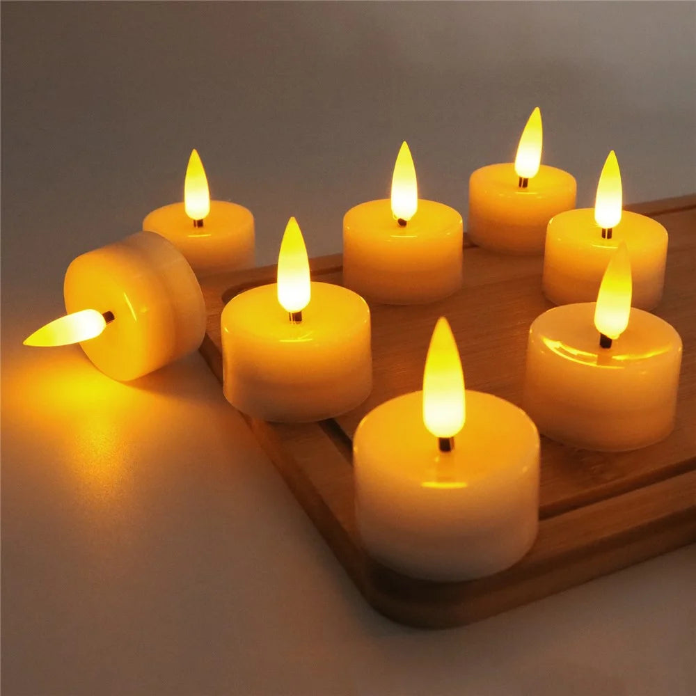 12Pcs / Set Small Flameless LED Light Battery Electronic Candles Tables Lamp for Pumpkins, Wedding Decorations, Christmas, Home Decor - Warm White Light - 4