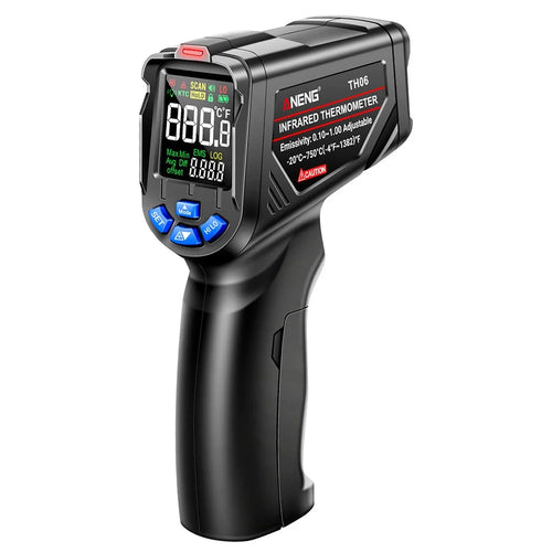 ANENG TH06 Digital Infrared Thermometer Temperature Gun -20 - 750 Degrees Celsius Handheld Non Contact Reverse Screen Industrial Tool - Black - 1