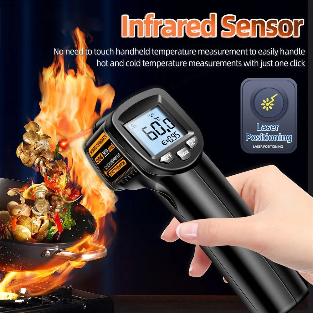 ANENG TH103 Digital Infrared Thermometer Temperature Gun -20 - 380 Degrees Celsius Handheld Non Contact Reverse Screen Industrial Tool - Orange - 7