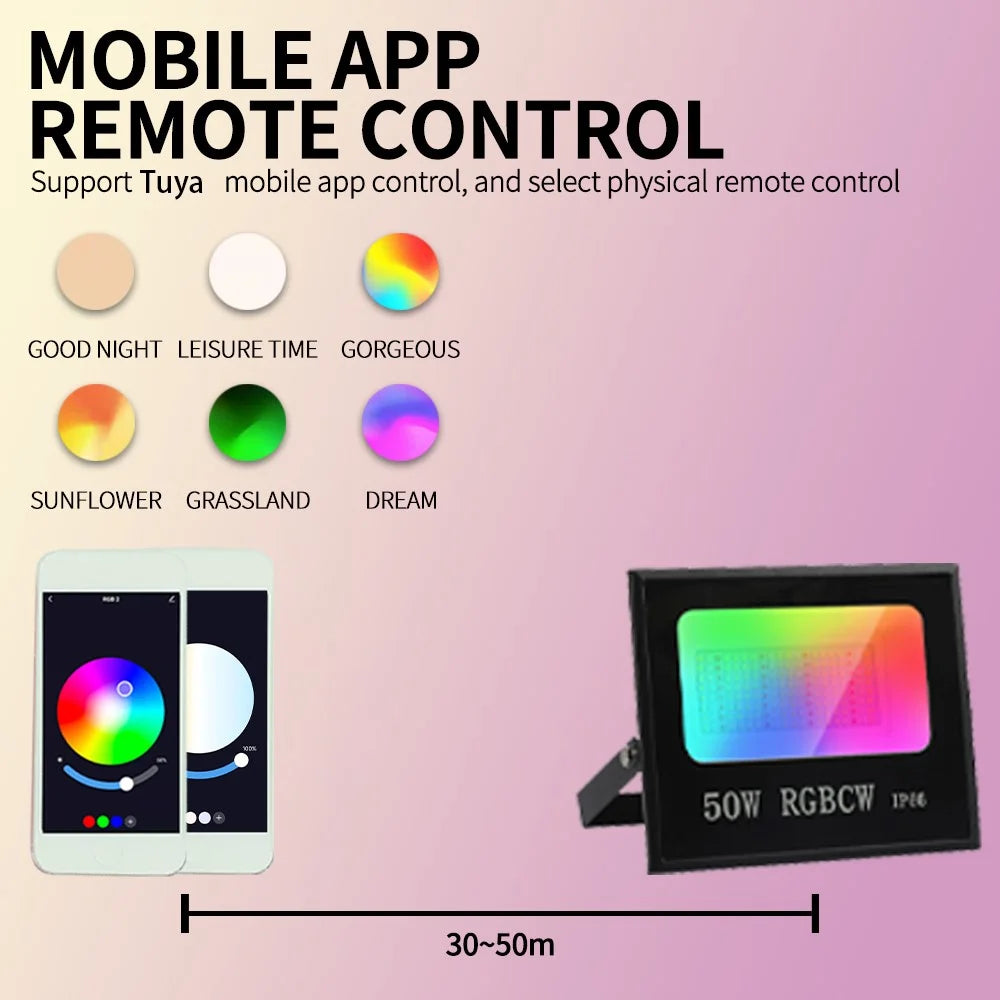 50W Tuya APP Smart LED Light IP66 Waterproof Colorful RGB Lamp Outdoor Factory Warehouse Floodlight - 4