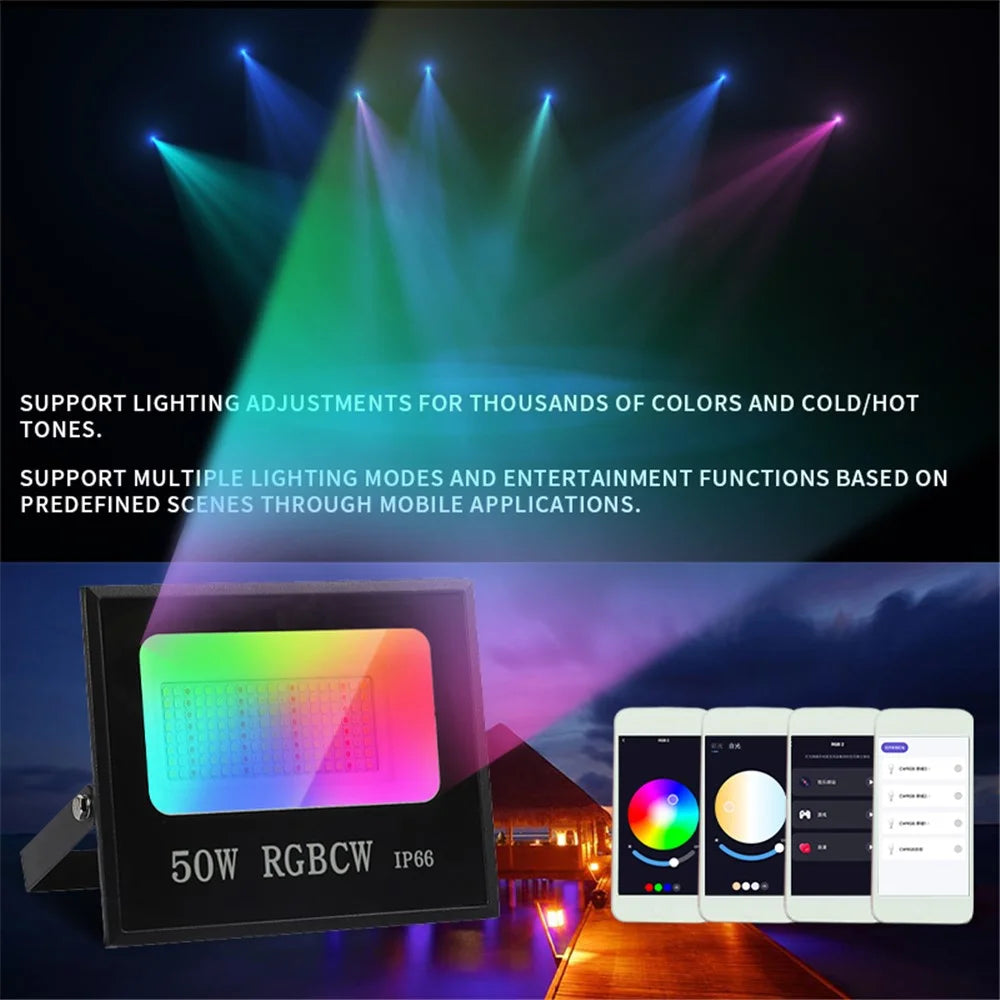 50W Tuya APP Smart LED Light IP66 Waterproof Colorful RGB Lamp Outdoor Factory Warehouse Floodlight - 5