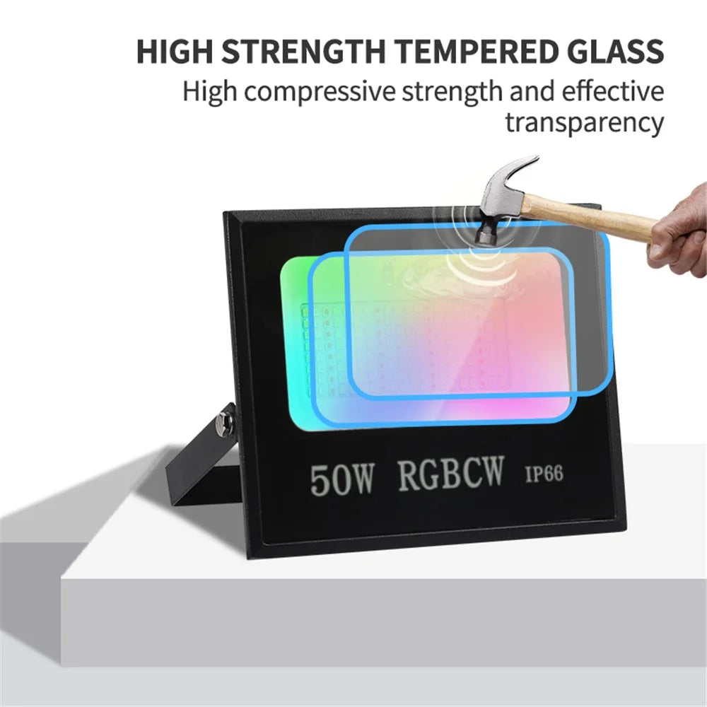50W Tuya APP Smart LED Light IP66 Waterproof Colorful RGB Lamp Outdoor Factory Warehouse Floodlight - 6