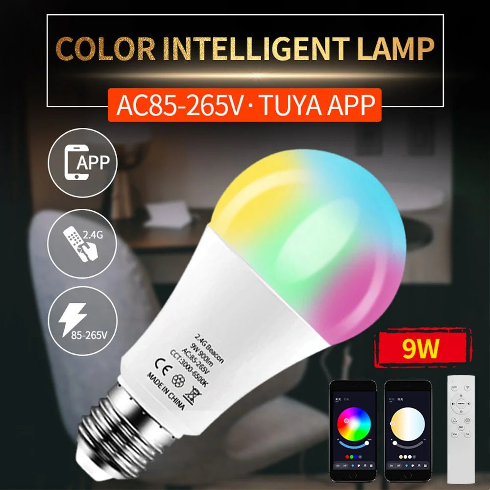 4Pcs / Set Tuya Bluetooth-compatible Smart Bulb Light RGBCW Full Color APP Smart Control Lamp with Remote Control - 2