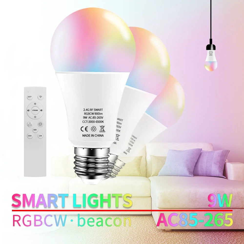 4Pcs / Set Tuya Bluetooth-compatible Smart Bulb Light RGBCW Full Color APP Smart Control Lamp with Remote Control - 3