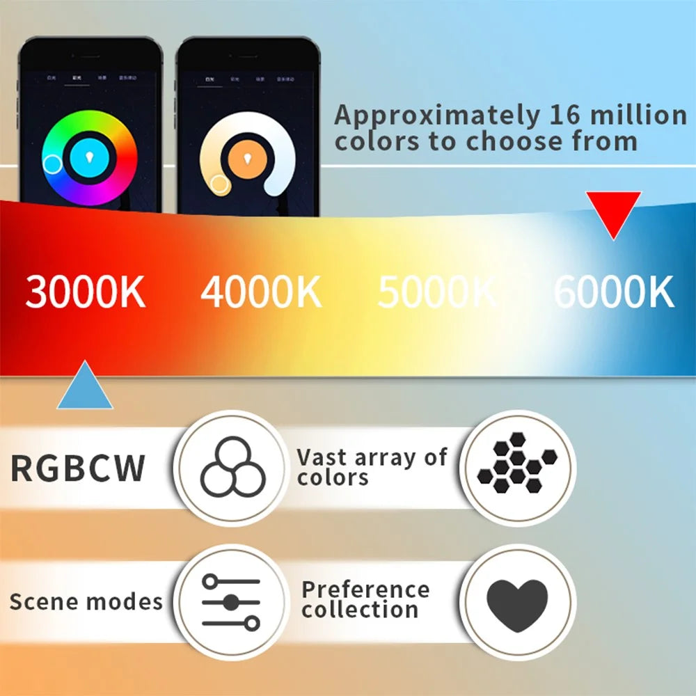 4Pcs / Set Tuya Bluetooth-compatible Smart Bulb Light RGBCW Full Color APP Smart Control Lamp with Remote Control - 4