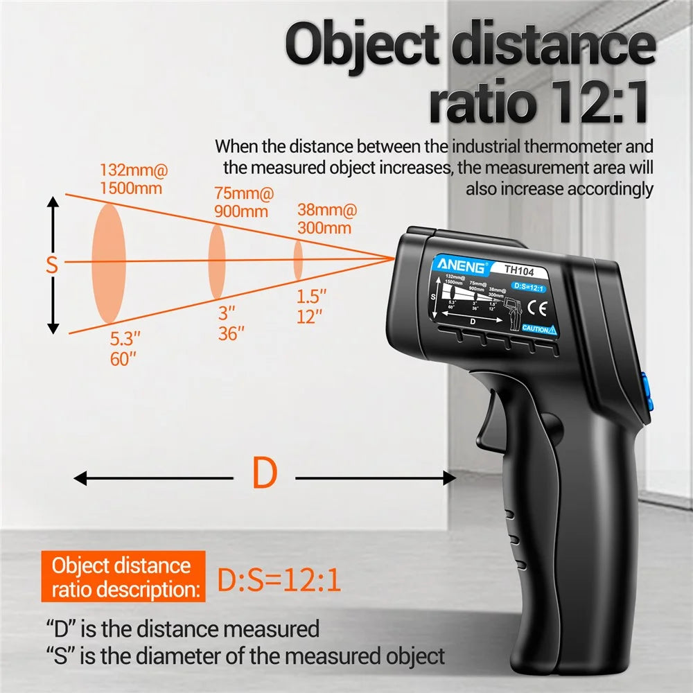 ANENG TH104 Color Display Infrared Thermometers Portable -50 to 550 Degree Temp Measurement for Industry, Kitchen - 6