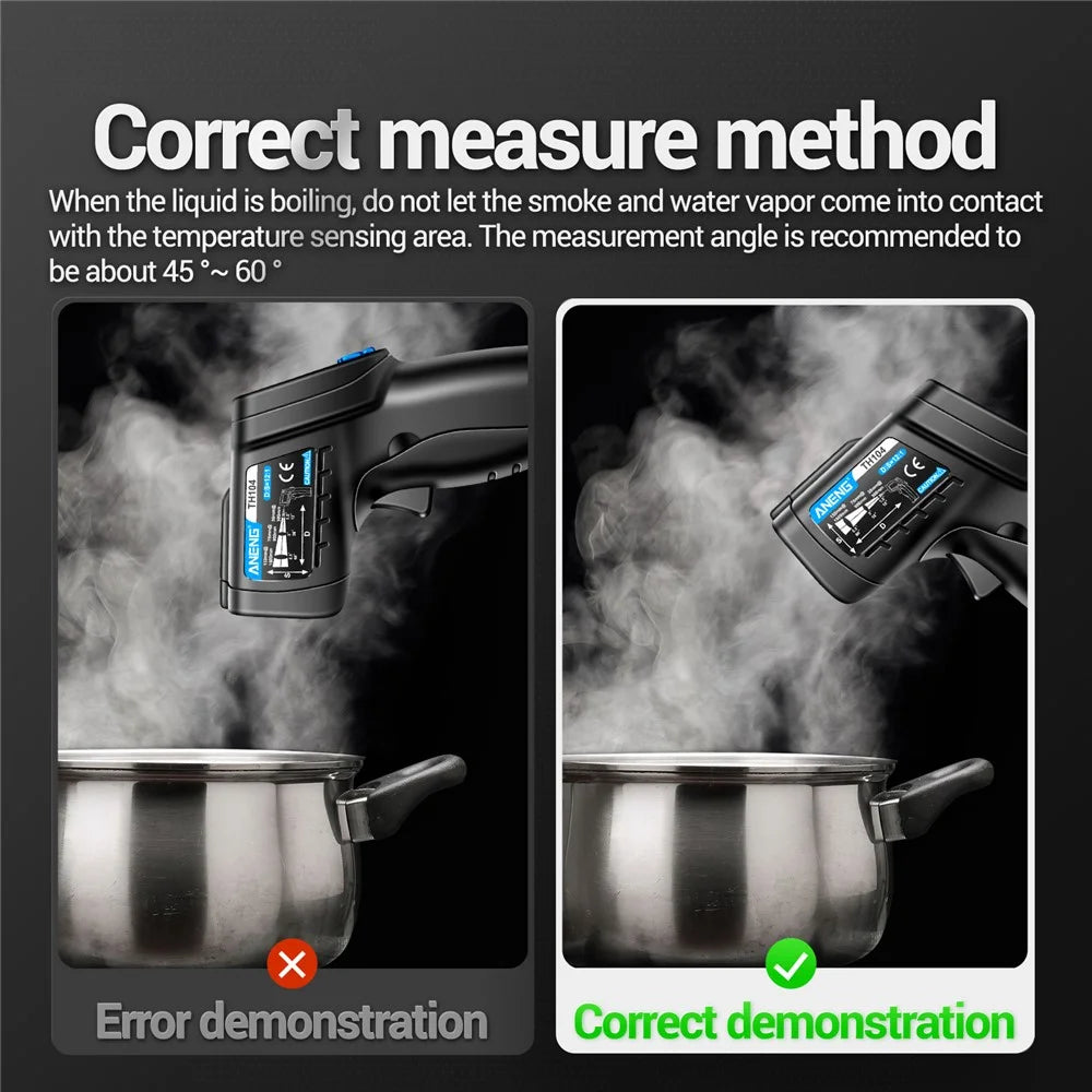 ANENG TH104 Color Display Infrared Thermometers Portable -50 to 550 Degree Temp Measurement for Industry, Kitchen - 7