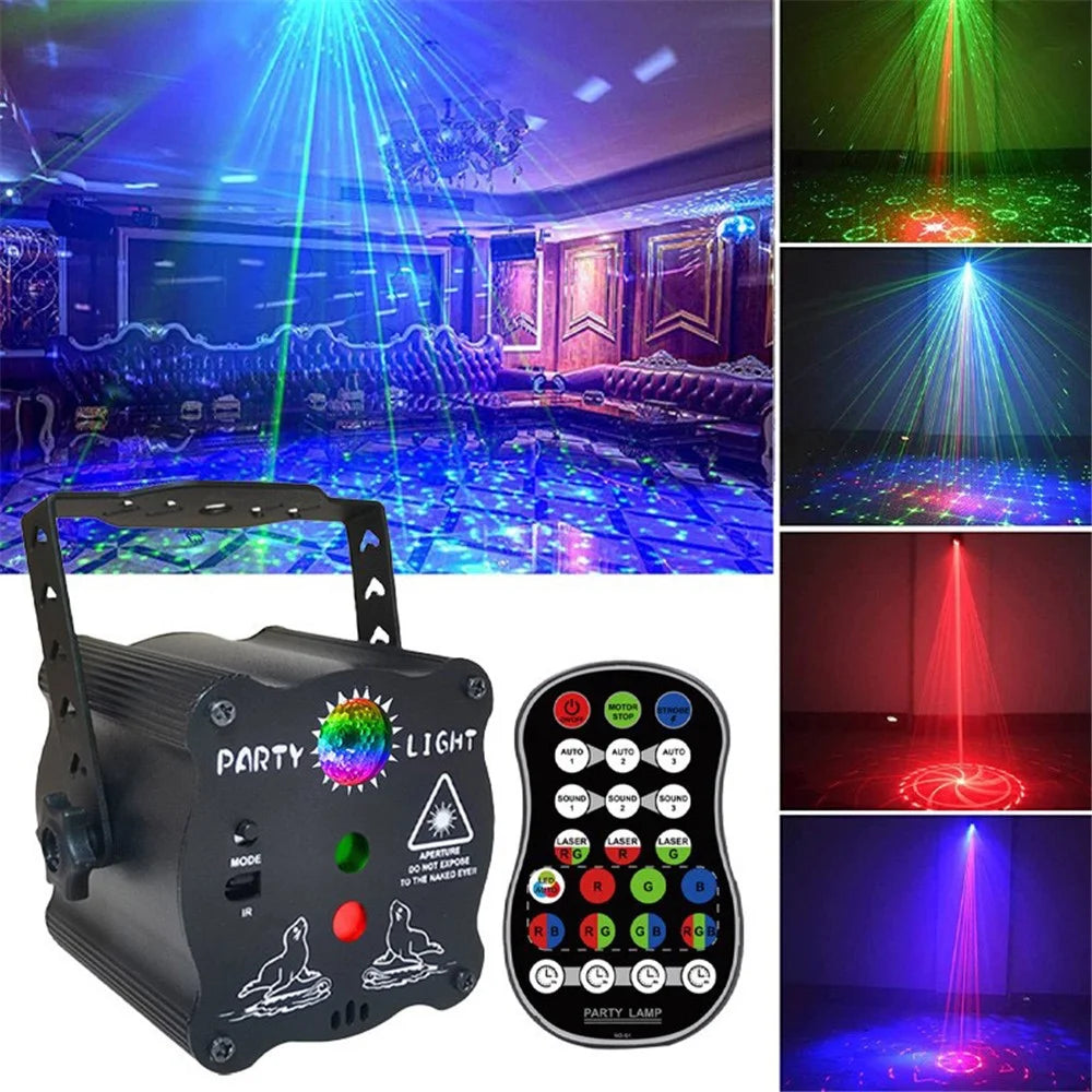 R50 Portable Mini Laser Light Aluminum Alloy Auto / Voice / Remote Control Indoor Light with Handle - 1
