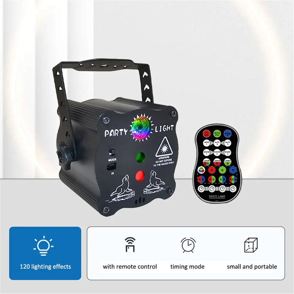 R50 Portable Mini Laser Light Aluminum Alloy Auto / Voice / Remote Control Indoor Light with Handle - 4