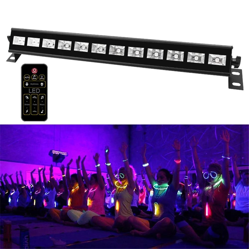 12-LED UV Light Bar Remote Control Purple Lamp Blacklight Bar for Stage Lighting, Body Painting, Halloween - 1