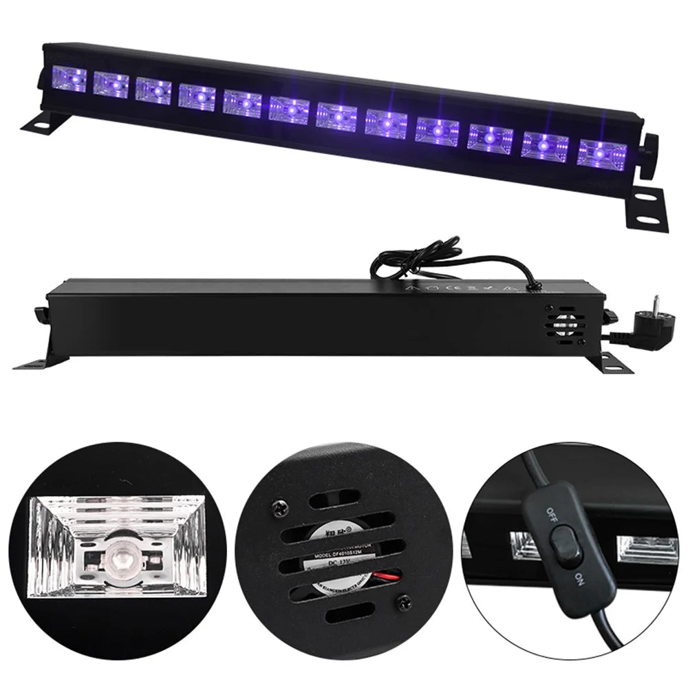 12-LED UV Light Bar Remote Control Purple Lamp Blacklight Bar for Stage Lighting, Body Painting, Halloween - 4