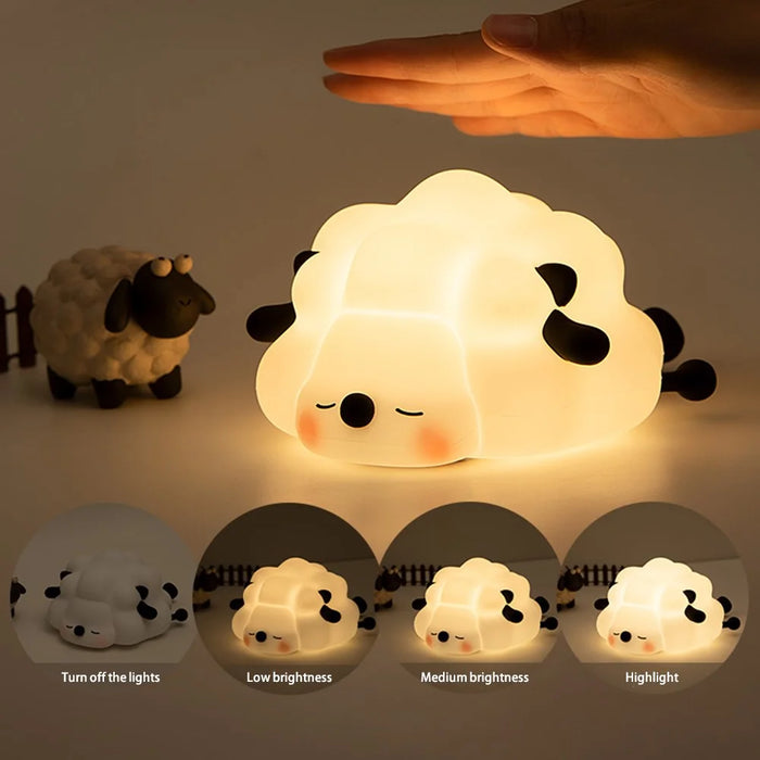K-1156 Cute Sheep Bedside Sleeping Light Children Creative Night Light Touch Control Dimming Silicone Lamp (CE, FCC, CPC Certificated) - Black - 2