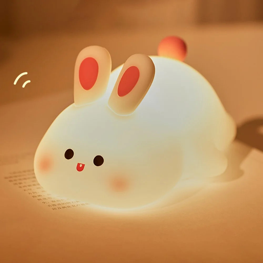 K-1153 Cute Rabbit Mini Night Light Children Bedside Sleeping Light Silicone Lamp - 1