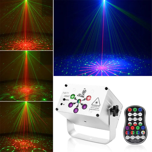 R80 Mini Laser Light Stage KTV Party Aluminum Alloy Decorative Light Voice-activated Remote Control Atmosphere Lamp - Silver - 1