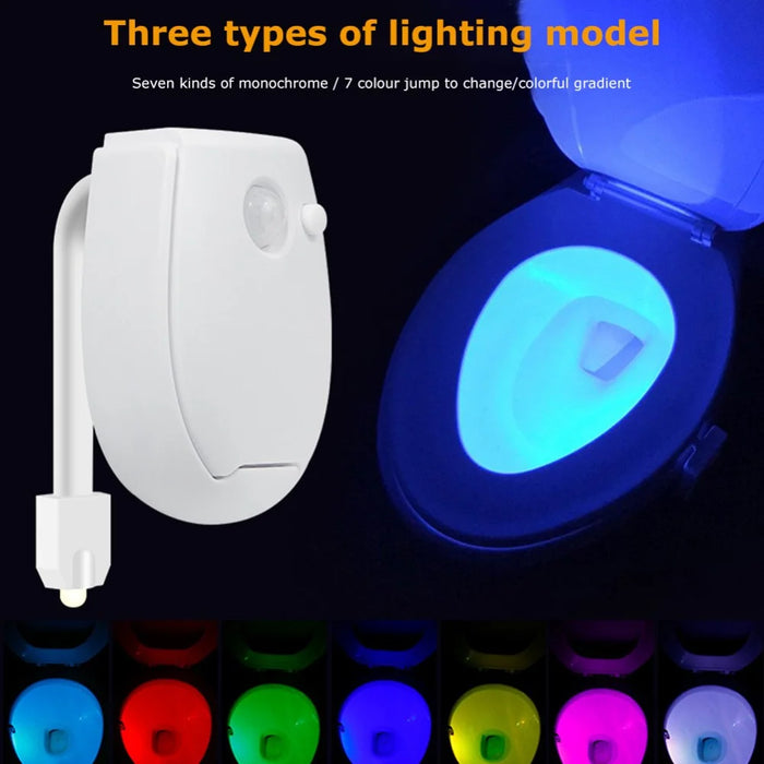 Toilet Night Light Smart Motion Sensor LED Lamp for Toilet Bowl Seat 7-Colors Changing Light - 4