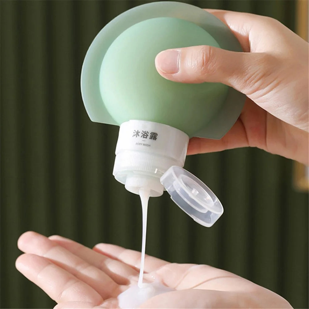 3PCS 60ML PP+Silicone Dispenser Bottle Leak Proof Portable Tube Travel Shampoo Container (3 Colors) + Label - 2