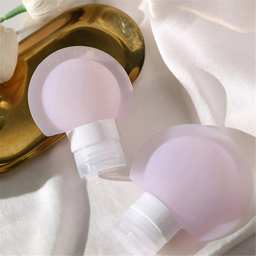 3PCS 60ML PP+Silicone Dispenser Bottle Leak Proof Portable Tube Travel Shampoo Container (3 Colors) + Label - 4
