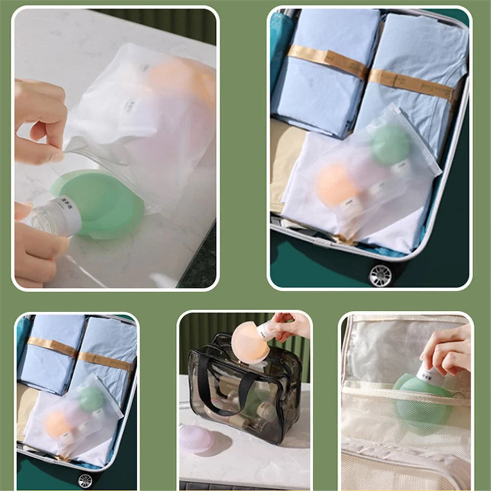 3PCS 60ML PP+Silicone Dispenser Bottle Leak Proof Portable Tube Travel Shampoo Container (3 Colors) + Label - 7